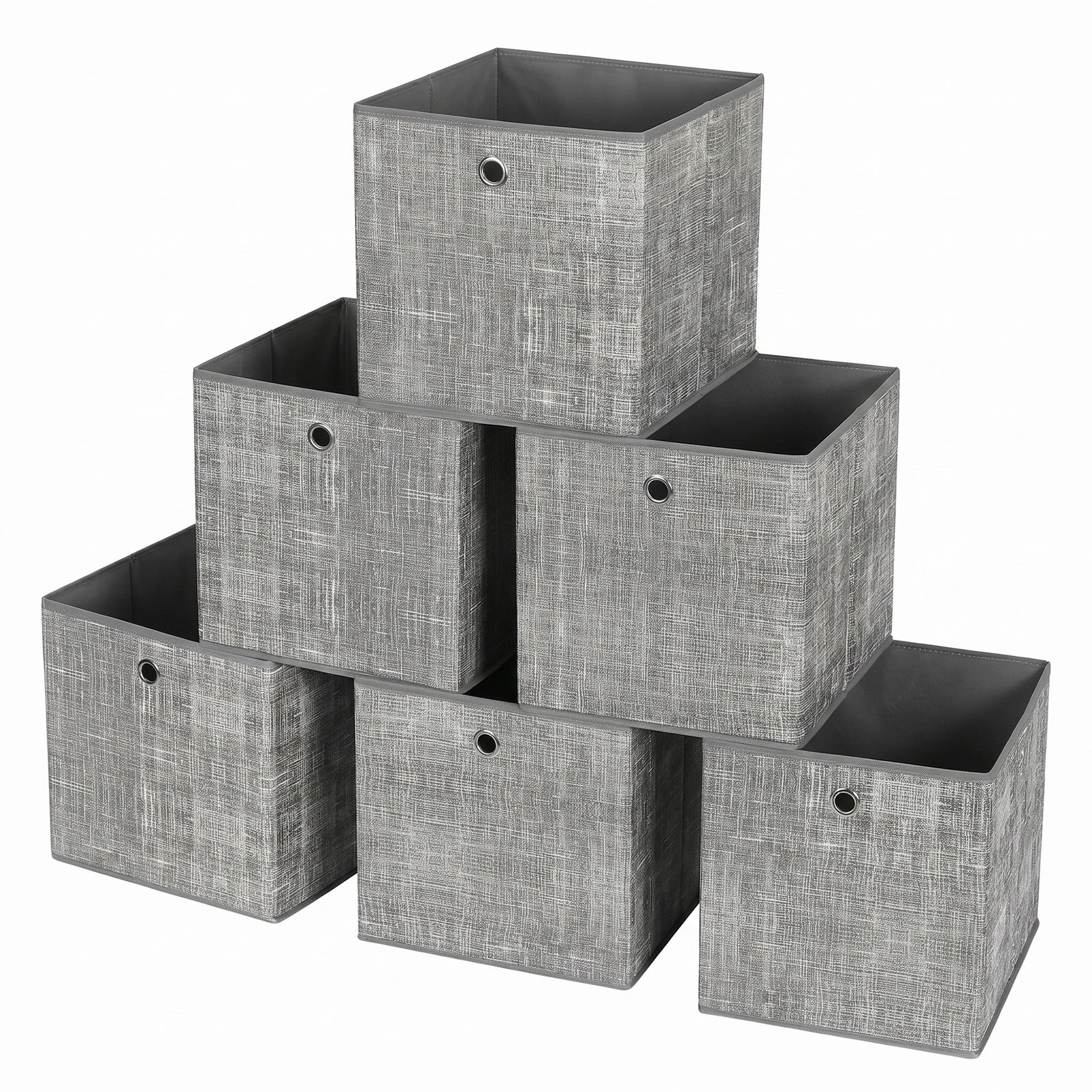JOYFURNOS Boîtes de Rangement Pliables, Lot de 6 Boîtes en Tissu, 30 x 30 x 30 cm, Pour Meuble Cube, Pour Étagères, Rangement pour Vêtements, Gris