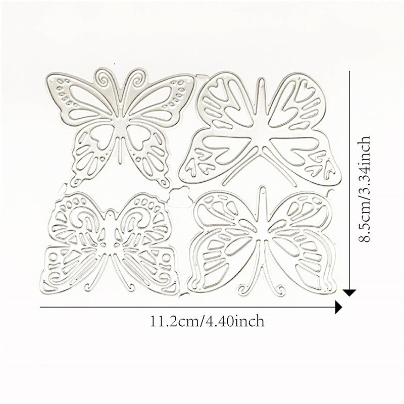 Creative pour papillon dies de découpe en métal gabarit scrapbooking outil de gaufrage cartes en papier album décoration, quatre papillons