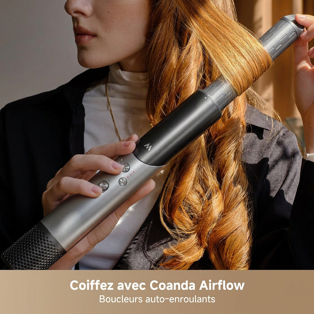 MOVA Master 10 Multi-Styler 7-en-1 — Sèche-Cheveux Intelligent & Styler pour Boucler, Lisser, Volumiser & Séchage Rapide, Coffret Cadeau Complet avec Boîte de Rangement - Or Rose