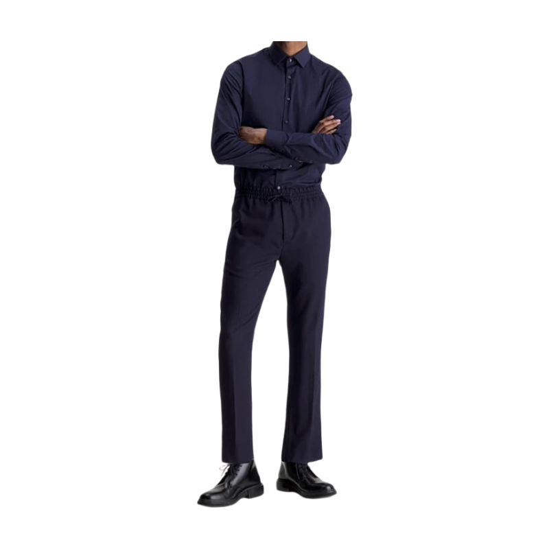 Calvin Klein Chemise Poplin Stretch Slim Ciel Nocturne