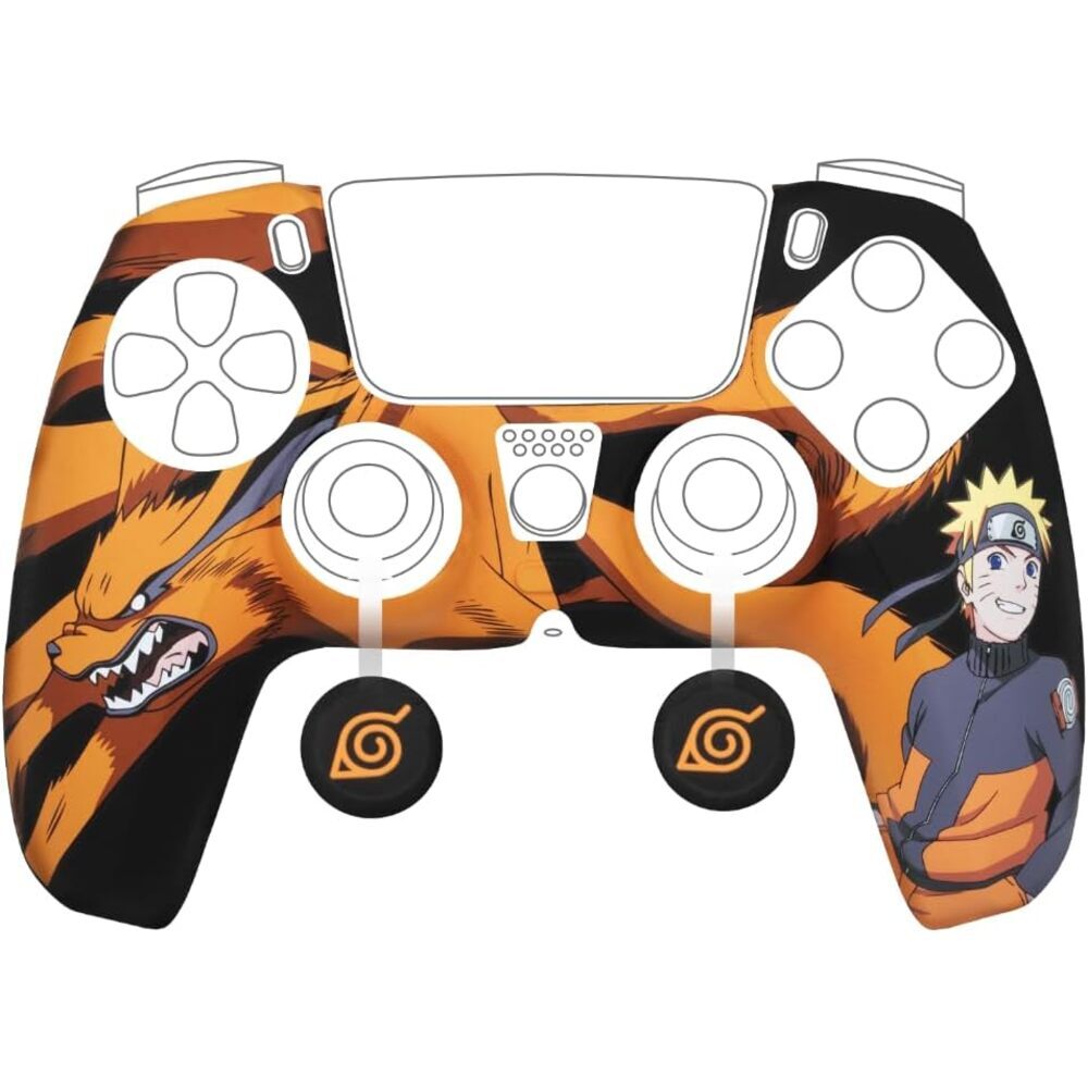 KONIX Naruto Shippuden Coque de protection pour manette DualSense PS5 - Silicone - Croix directionnelle - Motif Kurama/Kyûbi et Naruto - Noir