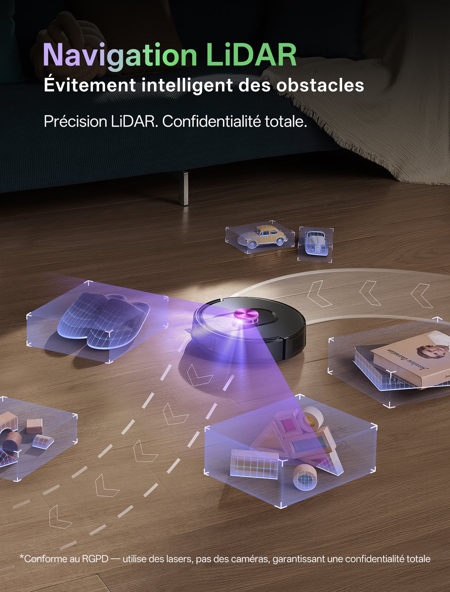 Robot aspirateur et laveur Vactidy W15 avec station de vidage automatique innovante sans sac, respectueux de l'environnement, économique en consommables, navigation LiDAR