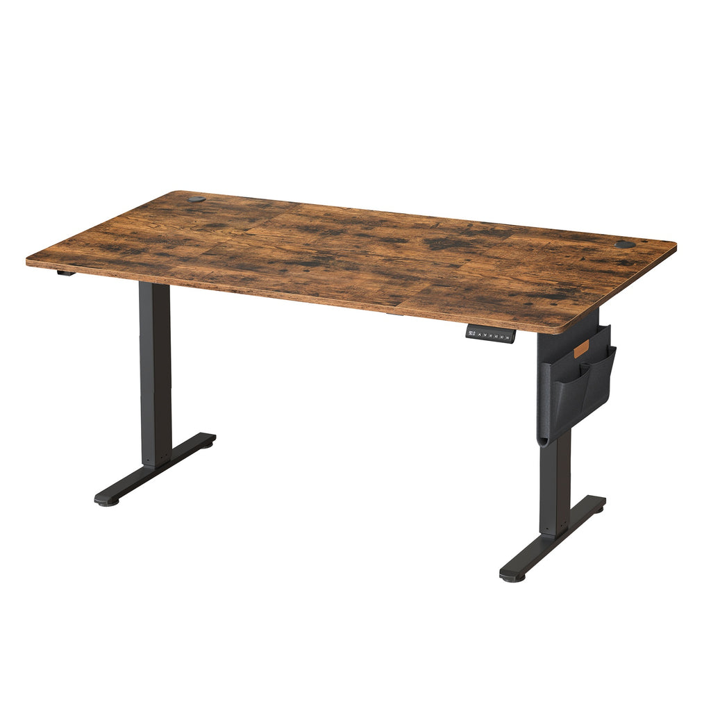 JOYFURNOS Bureau électrique réglable en hauteur avec 4 hauteurs de mémoire marron rustique - 160 x 70 cm