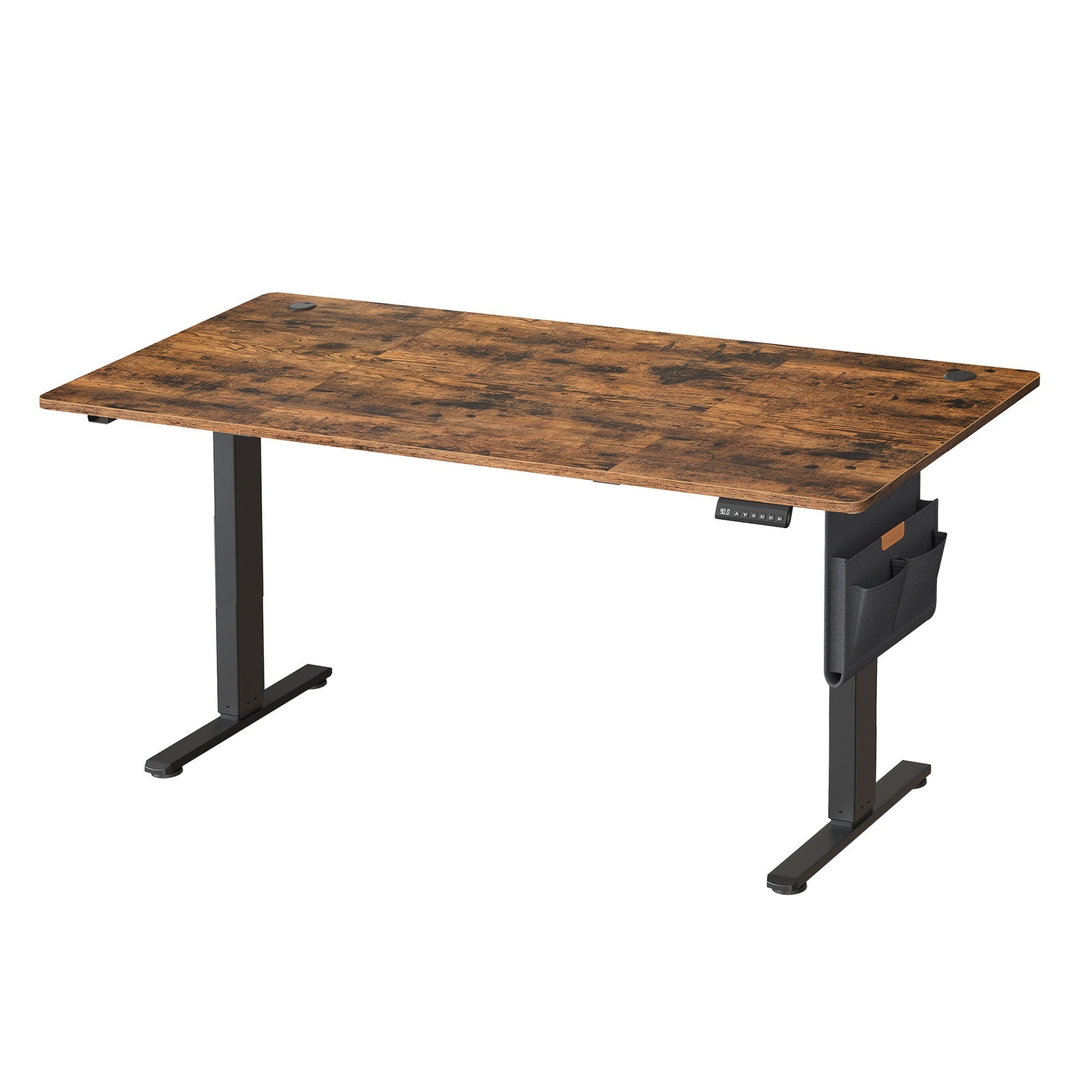 JOYFURNOS Bureau électrique réglable en hauteur avec 4 hauteurs de mémoire marron rustique - 160 x 70 cm