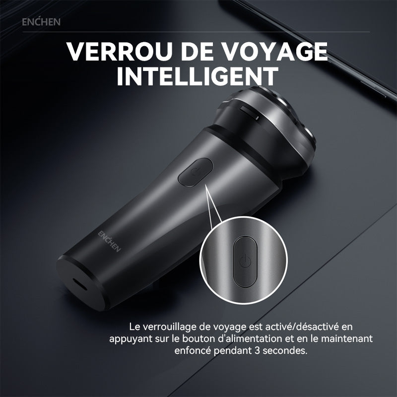 Rasoir électrique ENCHEN Blackstone Max 100 % étanche avec têtes flexibles 3D et tondeuse de précision rétractable, 1 pièce.