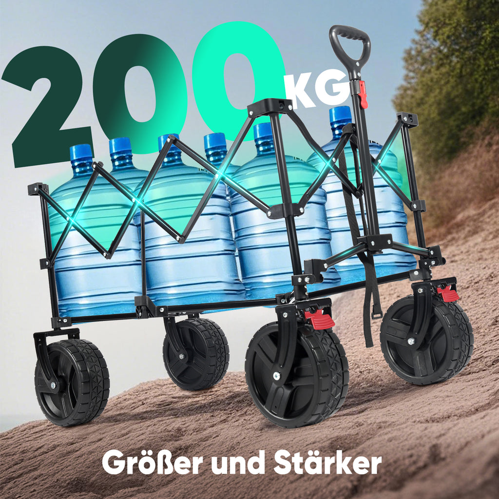 Sekey Chariot de festival pliable 200 L avec roues tout-terrain extra larges et frein, Kaki