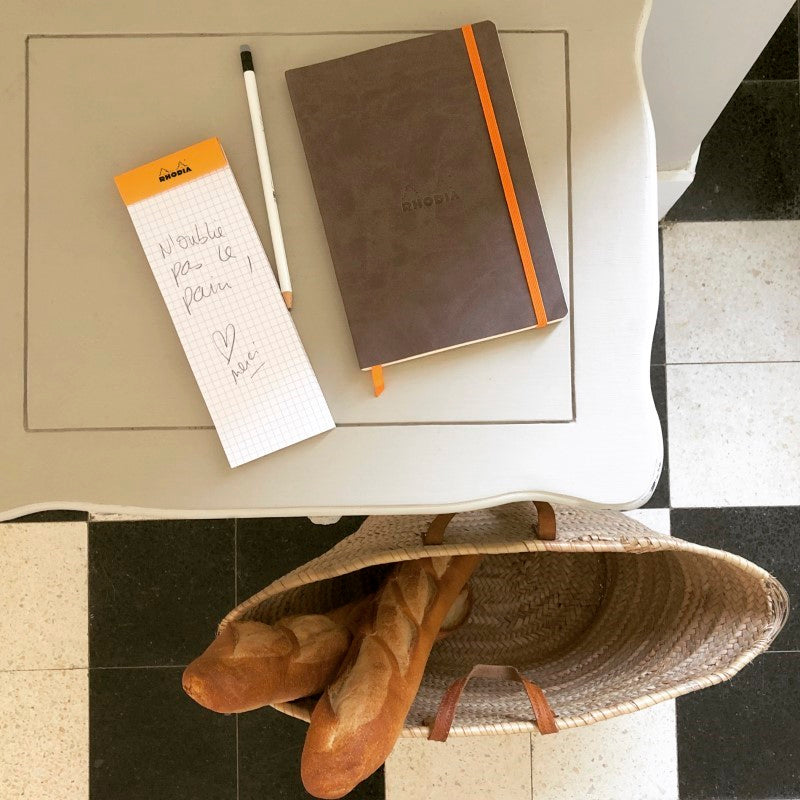 CLAIREFONTAINE Bloc agrafé Rhodia ORANGE N°8 7,4x21 cm 80 feuillets petits carreaux 5x5 80 g