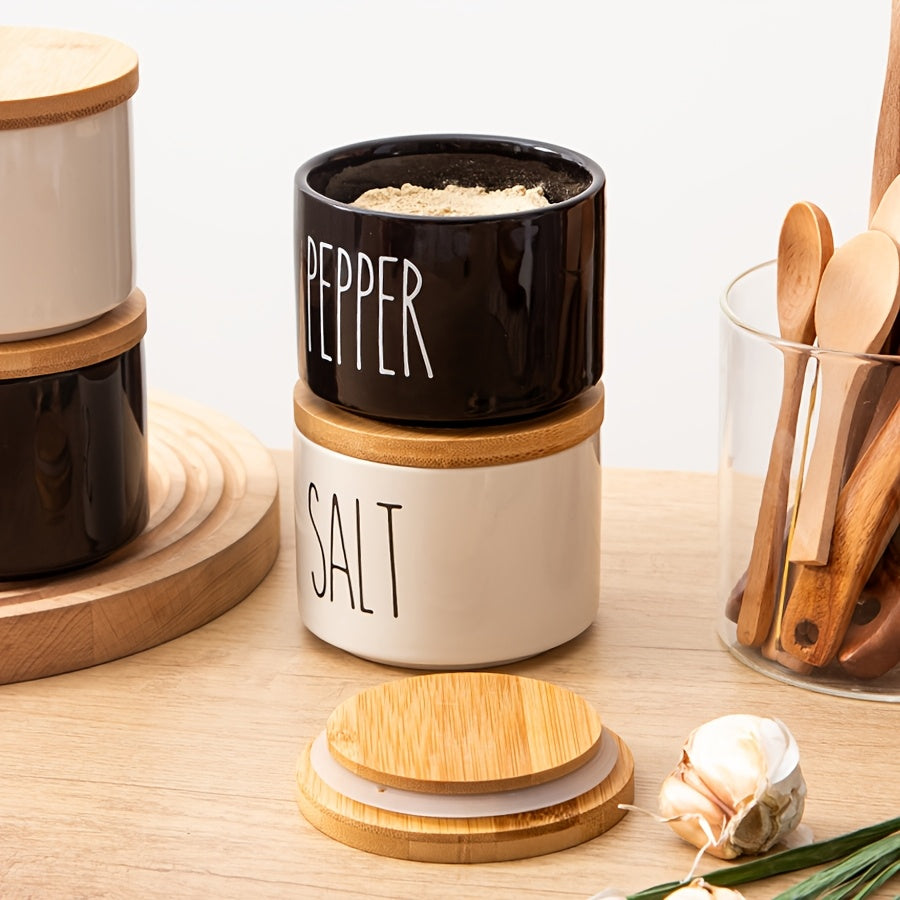 YumiPLUS Ensemble salière et poivrière avec cuillère en bambou 2 pièces