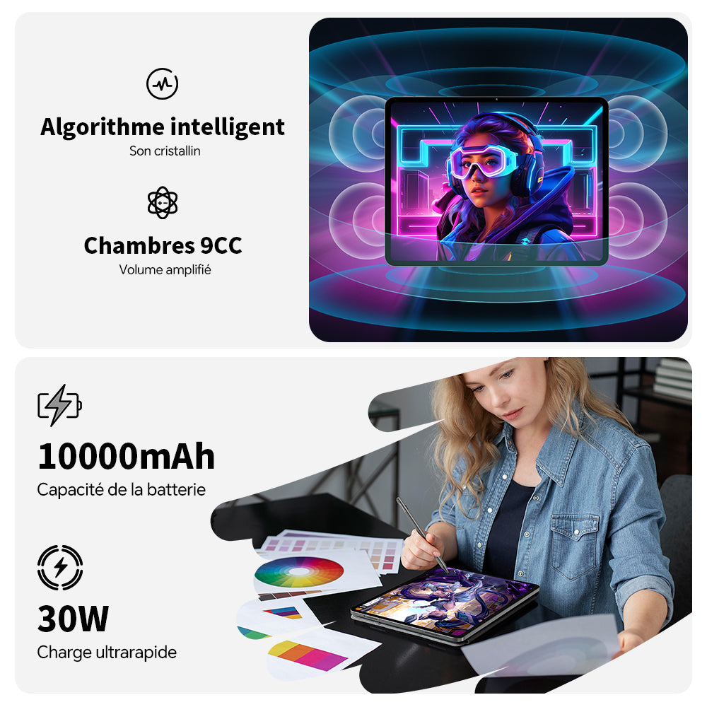 TECLAST ArtPad Pro Tablette, Écran 2K 12,7 pouces, Prend en charge la sensibilité à la pression 4096 niveaux et le dessin T-Pen, Processeur Helio G99 (MT8781) huit cœurs