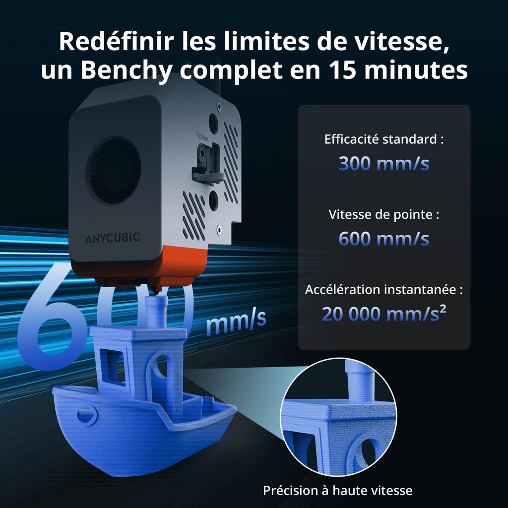 ANYCUBICxnotre partenaire Imprimantes 3D Kobra S1 Combo 250*250*250 mm Vitesse d'impression jusqu'à 600 mm/s