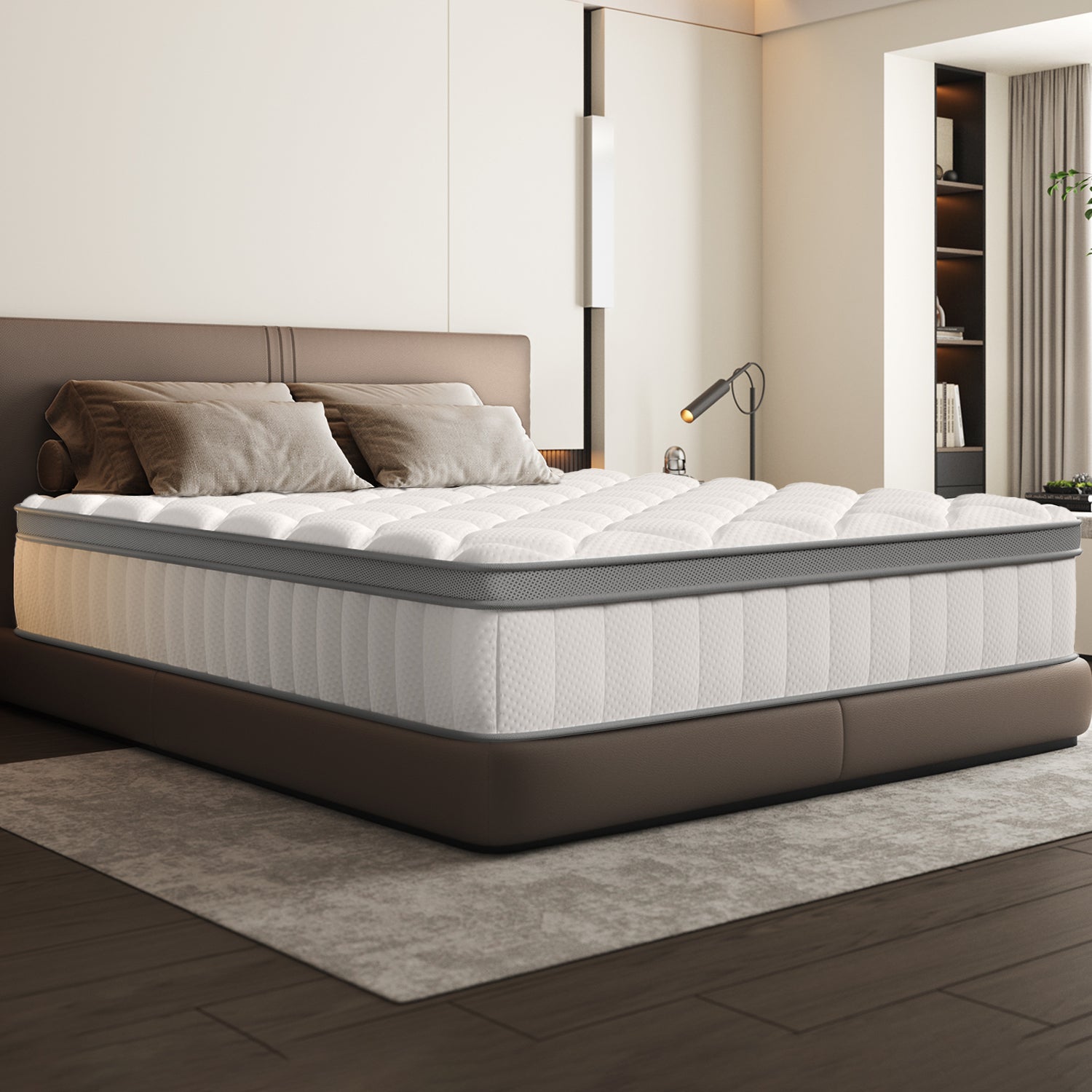 GTIMEX Matelas à ressorts ensachés 7 zones avec drap-housse, 25 cm d'épaisseur, 140 x 190 cm, pour enfants et adultes