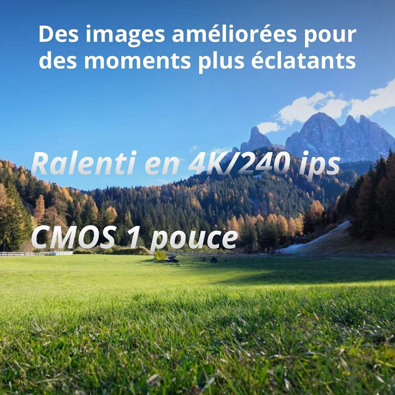 DJI Osmo Pocket 4 Standard Combo Caméra de poche sur stabilisateur, CMOS 1 pouce, 4K/240 ips, stabilisation 3 axes, stockage intégré 107 Go, Noir