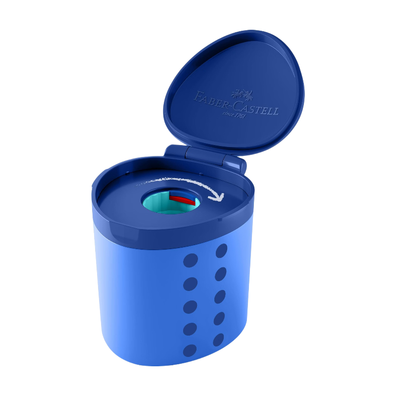 Faber-Castell Taille-crayon Grippy avec compartiment de rangement - Bleu