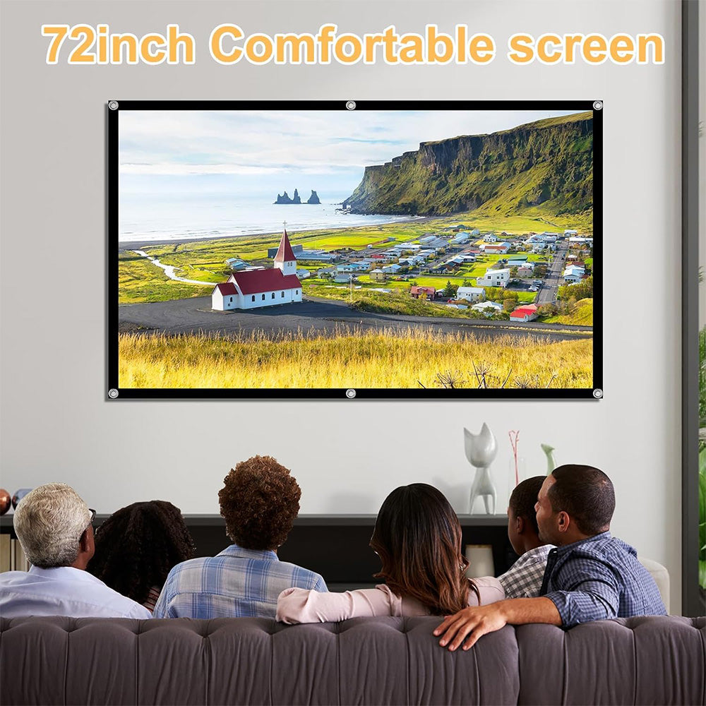 XBJ Écran de projection 72 pouces 16:9 | Écran pliable portable HD 4K anti-froissement, double face projection à grand angle de vision de 160°