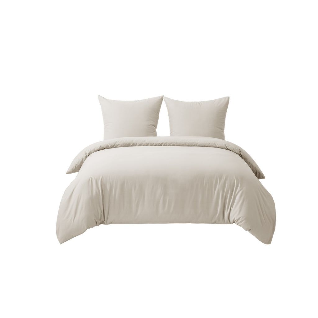 Parure de lit 4 pièces 135 x 200 cm - Beige - 2 housses de couette 135 x 200 cm et 2 taies d'oreiller 80 x 80 cm - Certifié Oeko-TEX - En microfibre de 90 % de polyester avec fermeture éclair, 90 % de polyester
