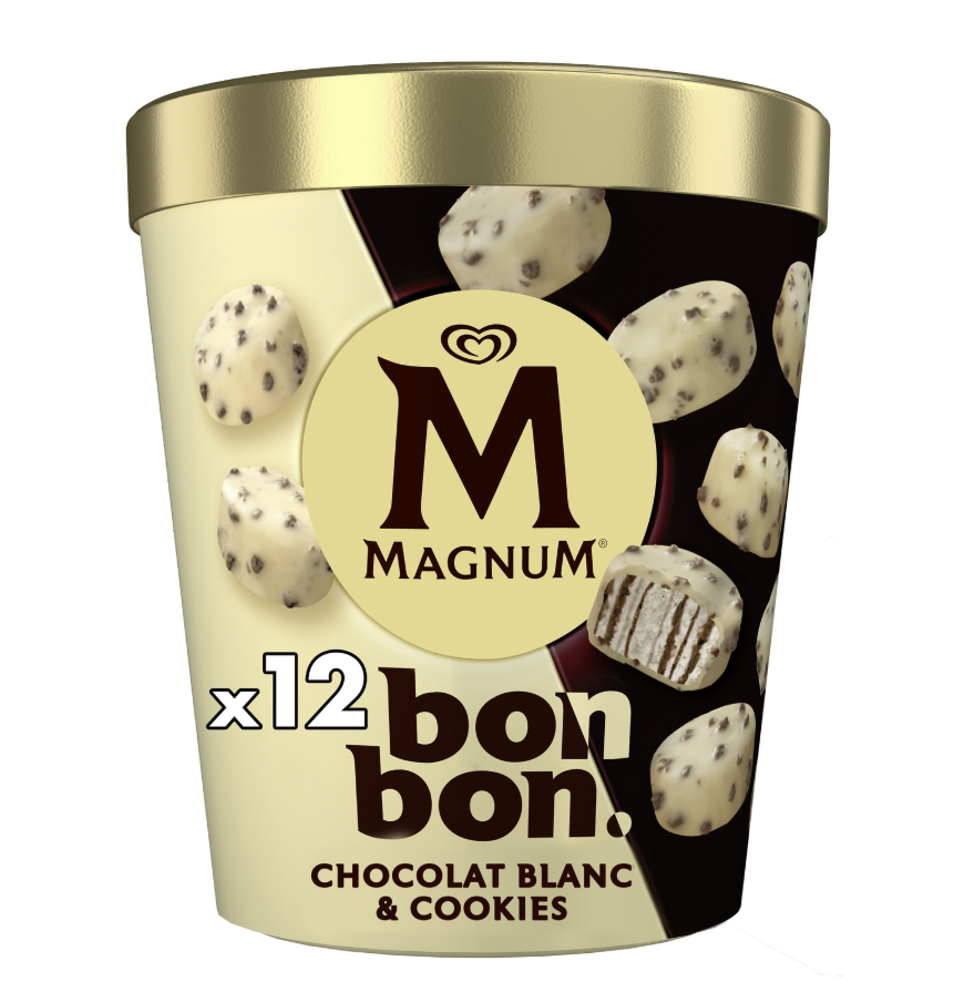 Magnum Boîte de bouchées glacées chocolat blanc et biscuit 168 g