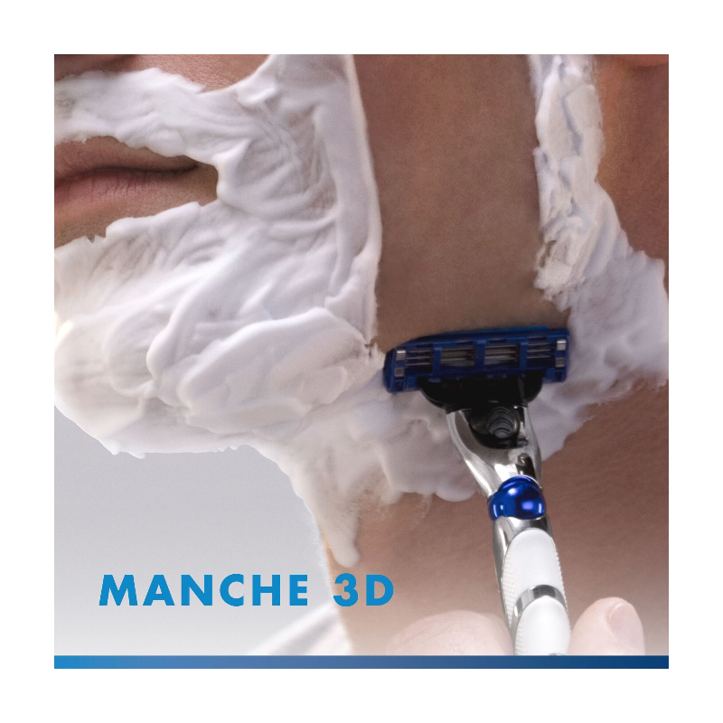 Gillette Mach 3 Turbo Rasoir pour hommes avec 2 lames de rechange, Gris