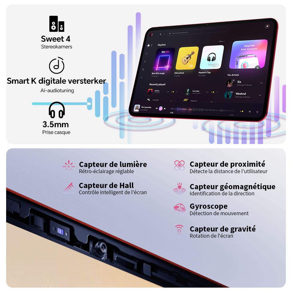 TECLAST T65 Plus Tablette écran 13,4 pouces avec taux de rafraîchissement 120 Hz, Android 15, Double SIM 4G LTE + WiFi 5G, processeur octa-core MTK Helio G99 jusqu'à 2,2 GHz, 20 Go (8 Go + 12 Go virtuels) RAM + 256 Go ROM, caméras 8 MP + 13 MP, BT5.2