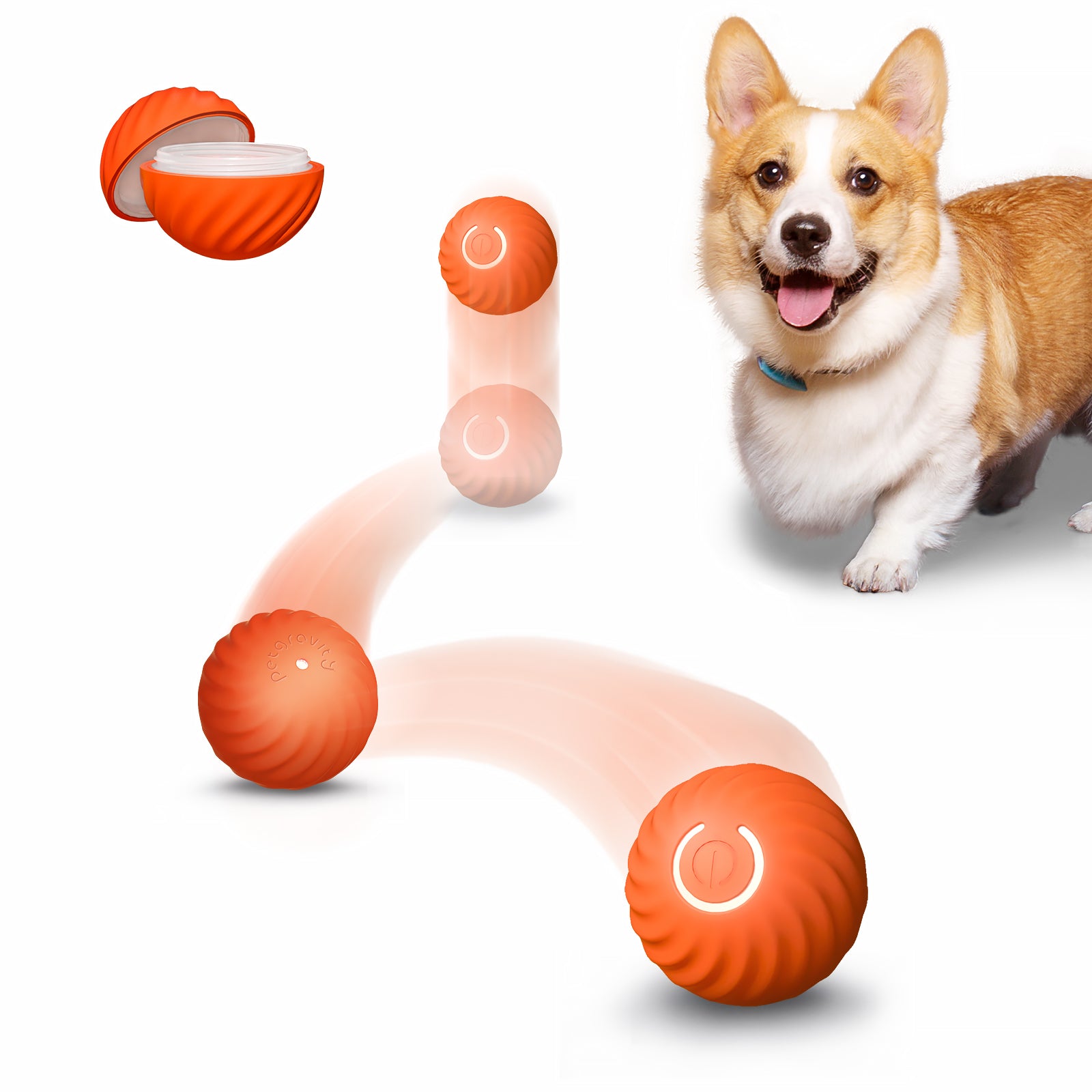 Petgravity Balle rebondissante intelligente pour chien de petite taille Orange