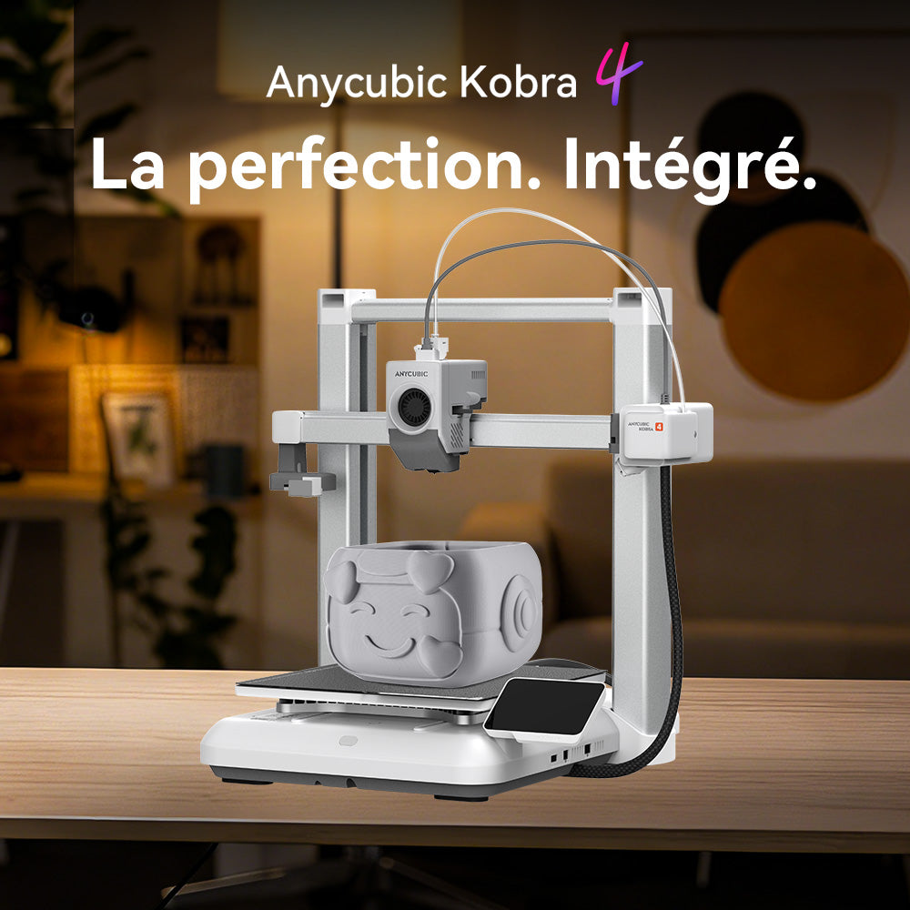 ANYCUBIC Kobra 4 Imprimante 3D, mise à niveau automatique LeviQ 3.0, mise à niveau à 49 points, précision < 0,02 mm, première couche parfaite, sans réglage manuel