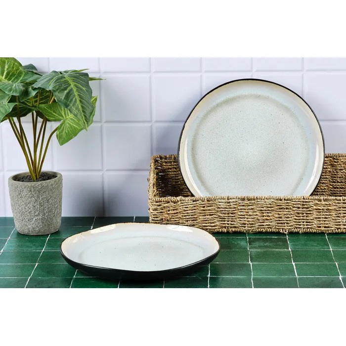 BJÖRN IRIS Lot de 2 plateaux de service blanc ivoire - Ø 32 cm