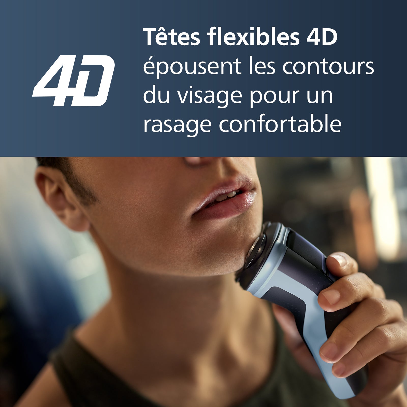 Philips Series 3000X X3003/00 Rasoir électrique avec 27 lames PowerCut, têtes flexibles 4D, rasage humide & sec, tondeuse rétractable, charge rapide - Bleu