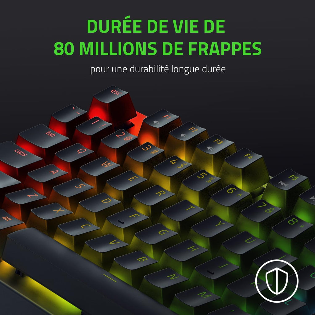 Razer BlackWidow V3 Tenkeyless Clavier Gaming mécanique (Switch Vert) - AZERTY - Noir