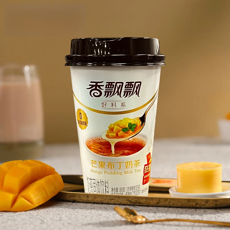 Xiang Piao Piao Thé au lait à la mangue avec pudding, avec édulcorants, 80 g