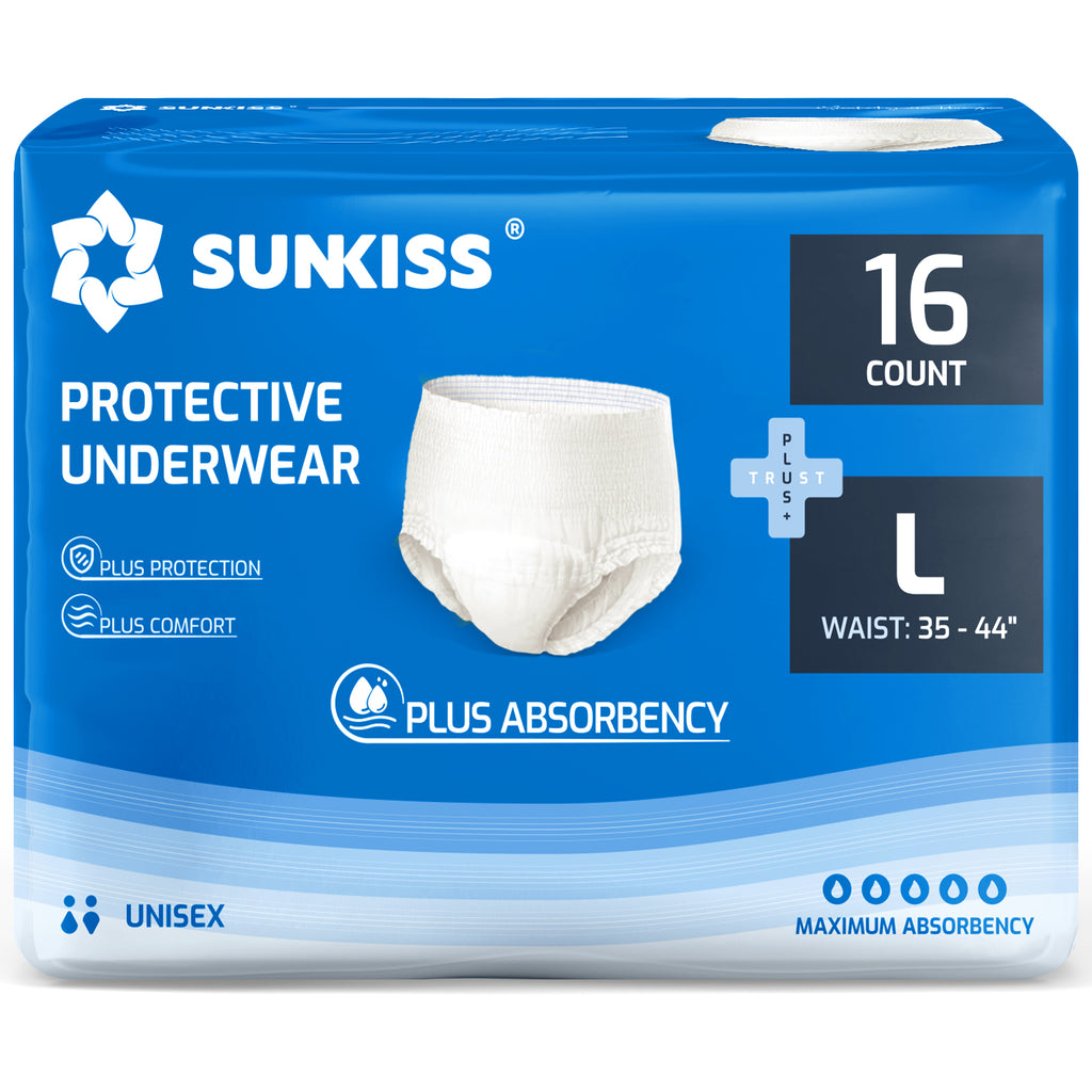SUNKISS TrustPlus Lot de 16 culottes jetables absorbantes unisexes pour incontinence adulte - Taille L