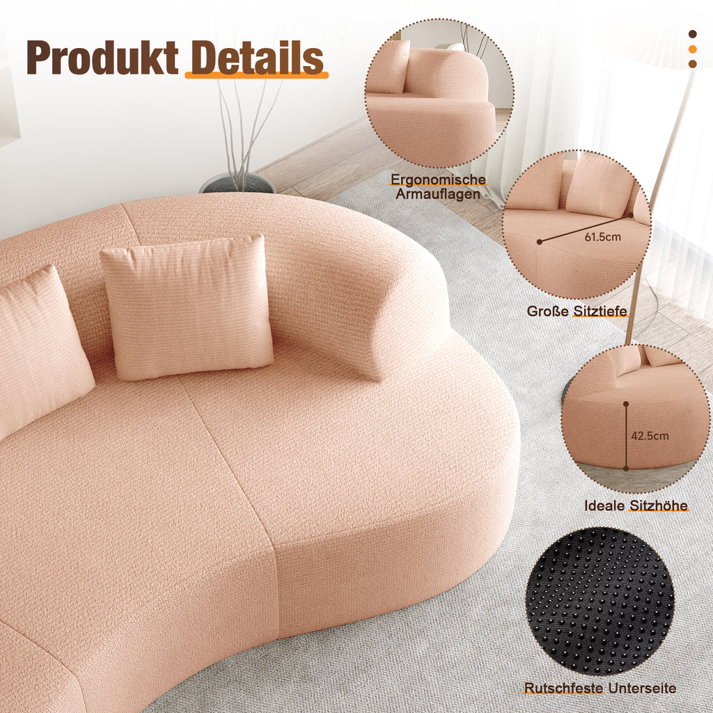 GTIMEX : Canapé 2 places série Lexzurn, Canapé modulable en chenille, 168 x 90 x 67 cm, Capacité de charge statique : 270 kg, Aucun assemblage requis, Canapé sans armatures, Canapé rembourré au design incurvé avec 3 coussins décoratifs pour salon et 