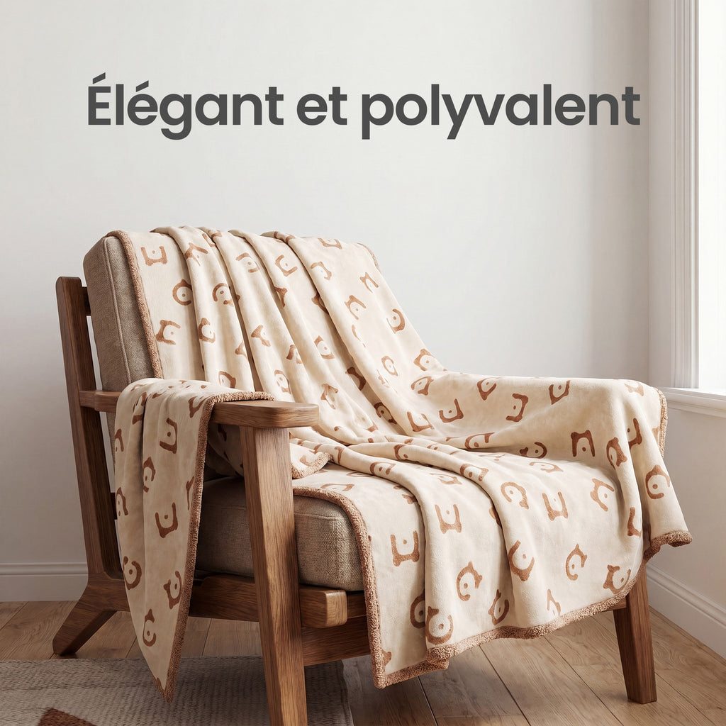 Ochama Couverture imperméable pour chien, 229 x 203 cm, couverture en polaire Sherpa pour animaux, lavable en machine, protège-canapé pour chien réversible, beige