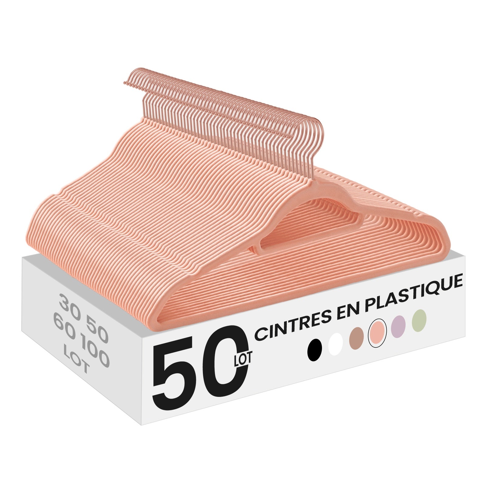 JOYFURNOS Lot de 50 cintres en velours de luxe – Or Rosé & Rose Clair, longueur 43,5 cm, ultra-fin 0,6 cm – antidérapants, gain de place