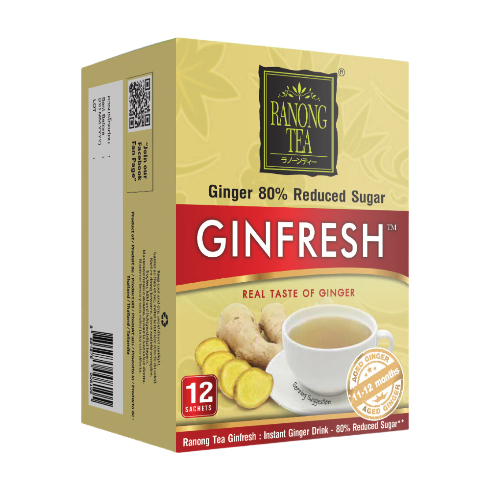 Ranong Tea Boisson instantanée au gingembre Ginfresh, 80 % de réduction de sucre - 60 g