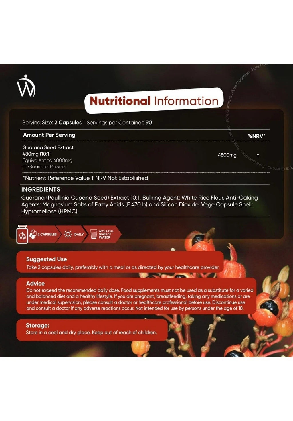 WeightWorld Pure Guarana 4800 mg 180 gélules