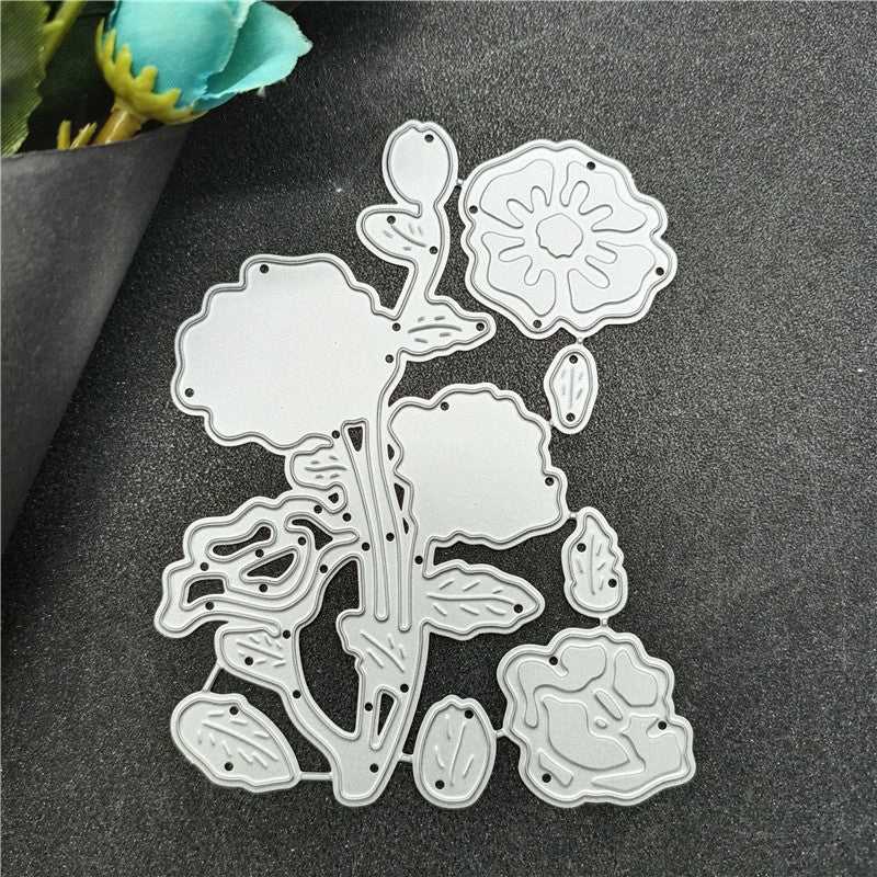 WhereHike Matrices de découpe en métal motif étiquette fleur Pochoir de scrapbooking Découpes Embossage de cartes Modèle moule pour album photo Décoration