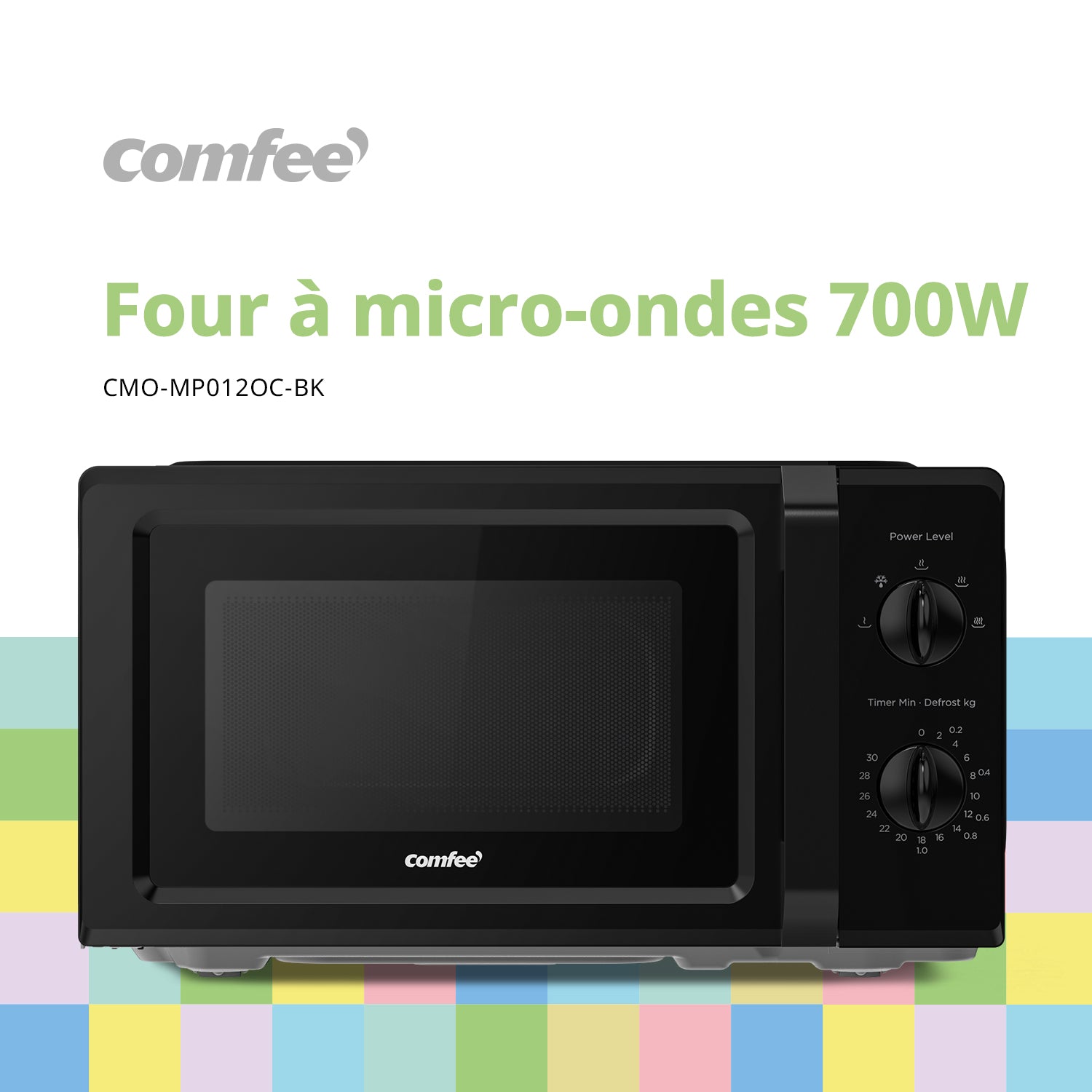 COMFEE Inverter CMO-MP012OC(BK), 700 W de puissance, 5 niveaux de puissance, fonction dégivrant, minuterie 30 min, 19 L, noir