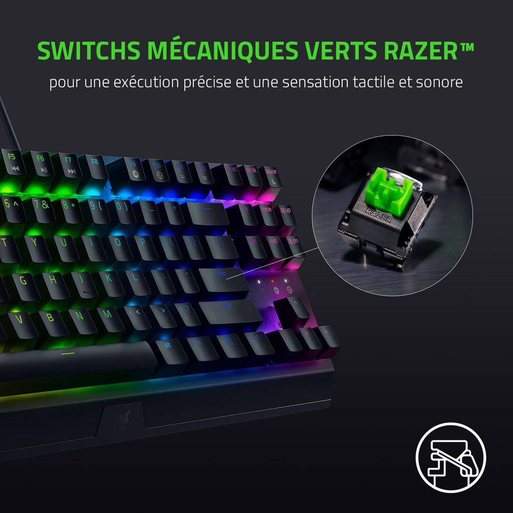 Razer BlackWidow V3 Tenkeyless Clavier Gaming mécanique (Switch Vert) - AZERTY - Noir
