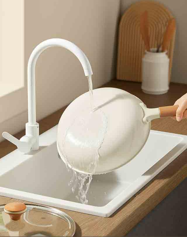 Lingbai Poêle à frire en céramique alvéolée 26 cm