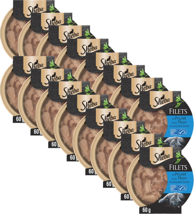 Sheba Filets de Poulet et de Thon pour Chats - 16*60 g
