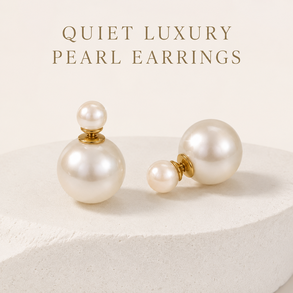 VoxorAI Boucles d'oreilles australiennes classiques à double perle blanche style double, puces d'oreilles, boucles d'oreilles pendantes, bijou de luxe haut de gamme