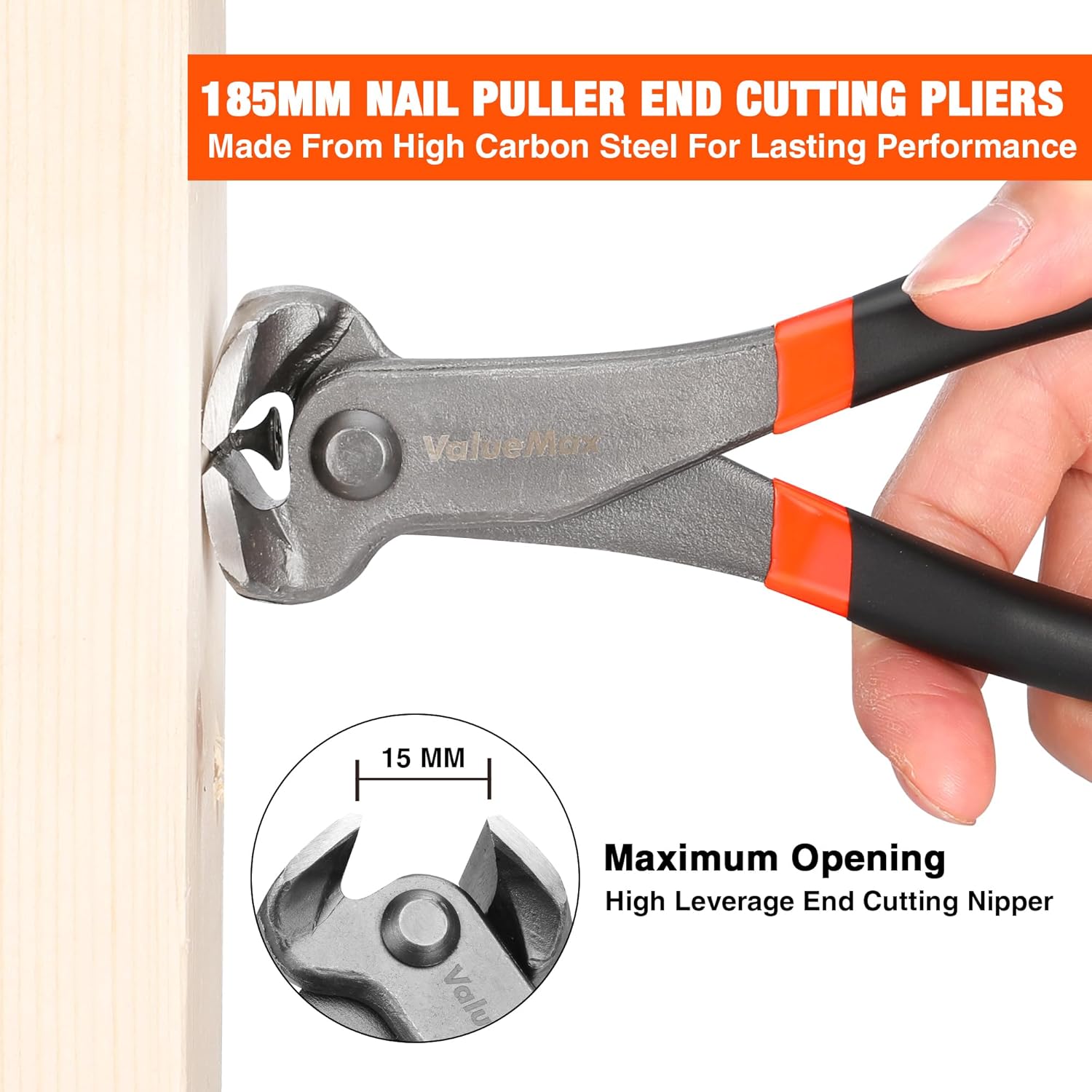 ValueMax Set de pince à couper à bout tranchant et extracteurs de clous magnétisables, 185 mm - 3 pièces