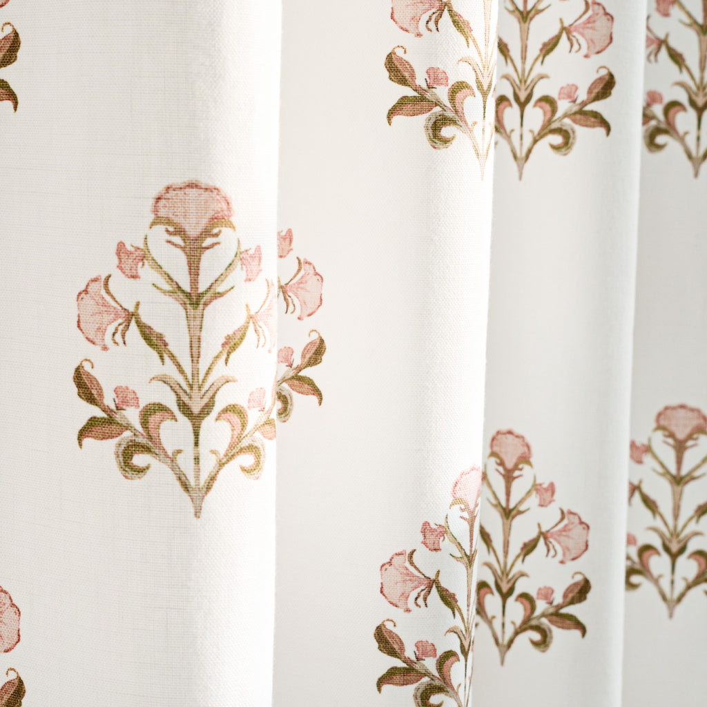 PONY DANCE Rideaux floraux à œillets arrière et poche pour tringle, rideaux de fenêtre imprimé botanique style maison de campagne pour salon chambre, 2 panneaux, l 132 x L 220 cm, rose mandarine