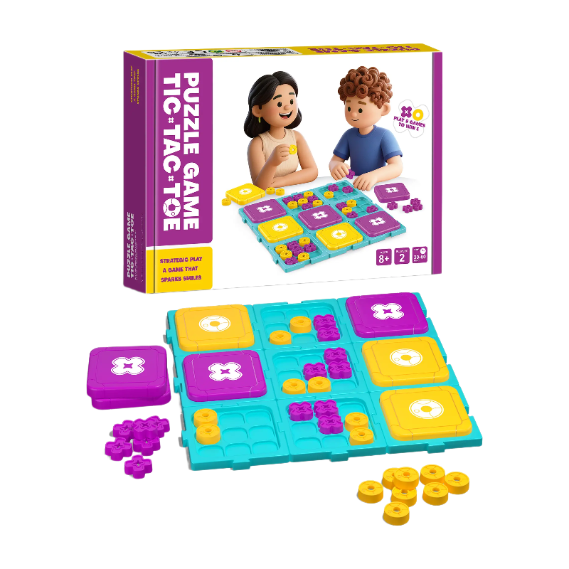 FUNJEO Jeu du morpion jaune-violet