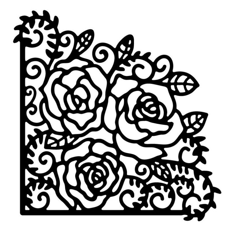 Cadre coins fleuris découpes métalliques, gabarit de scrapbooking DIY, style Art Déco