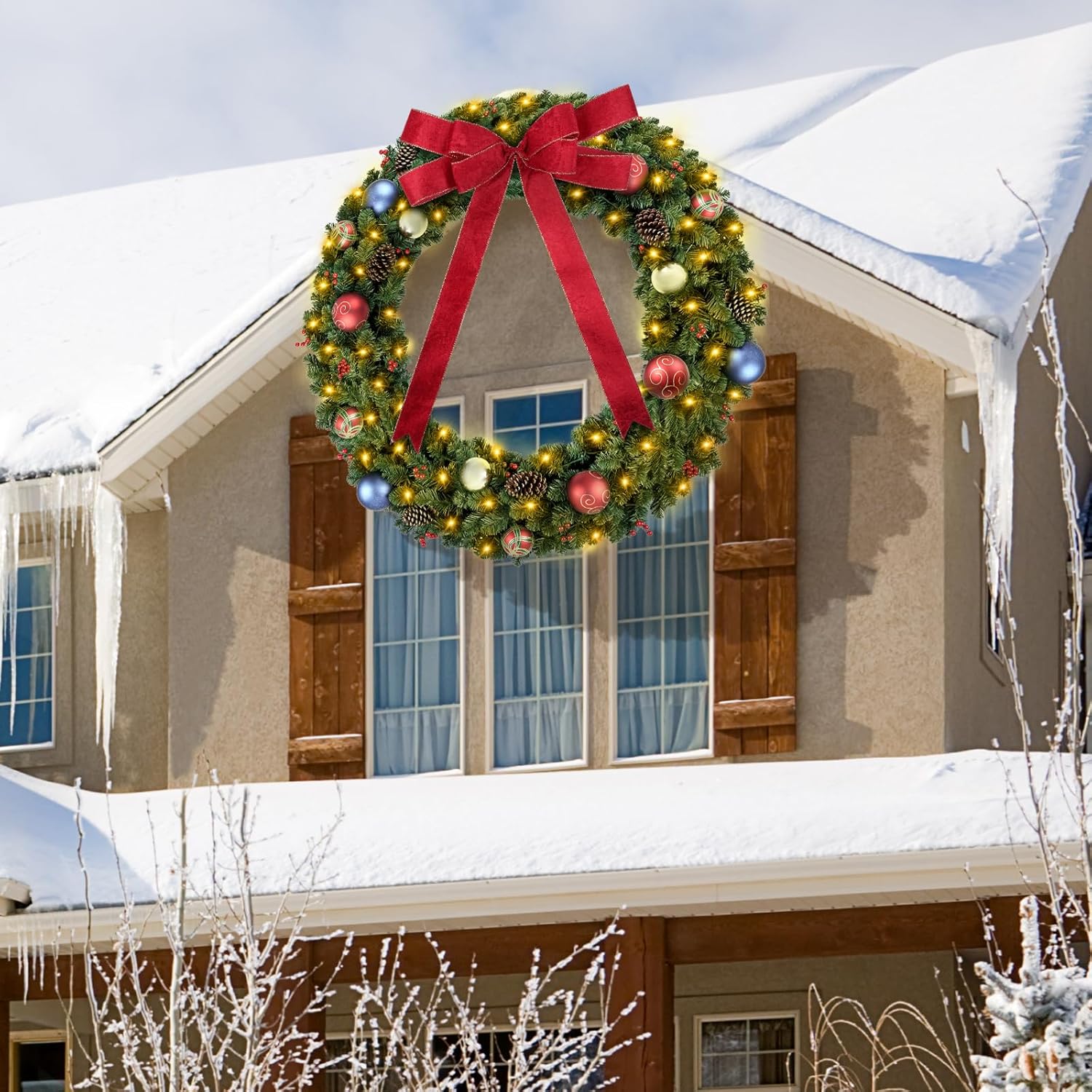 DDHS Couronne de Noël 60 pouces avec lumières - 1 pièce