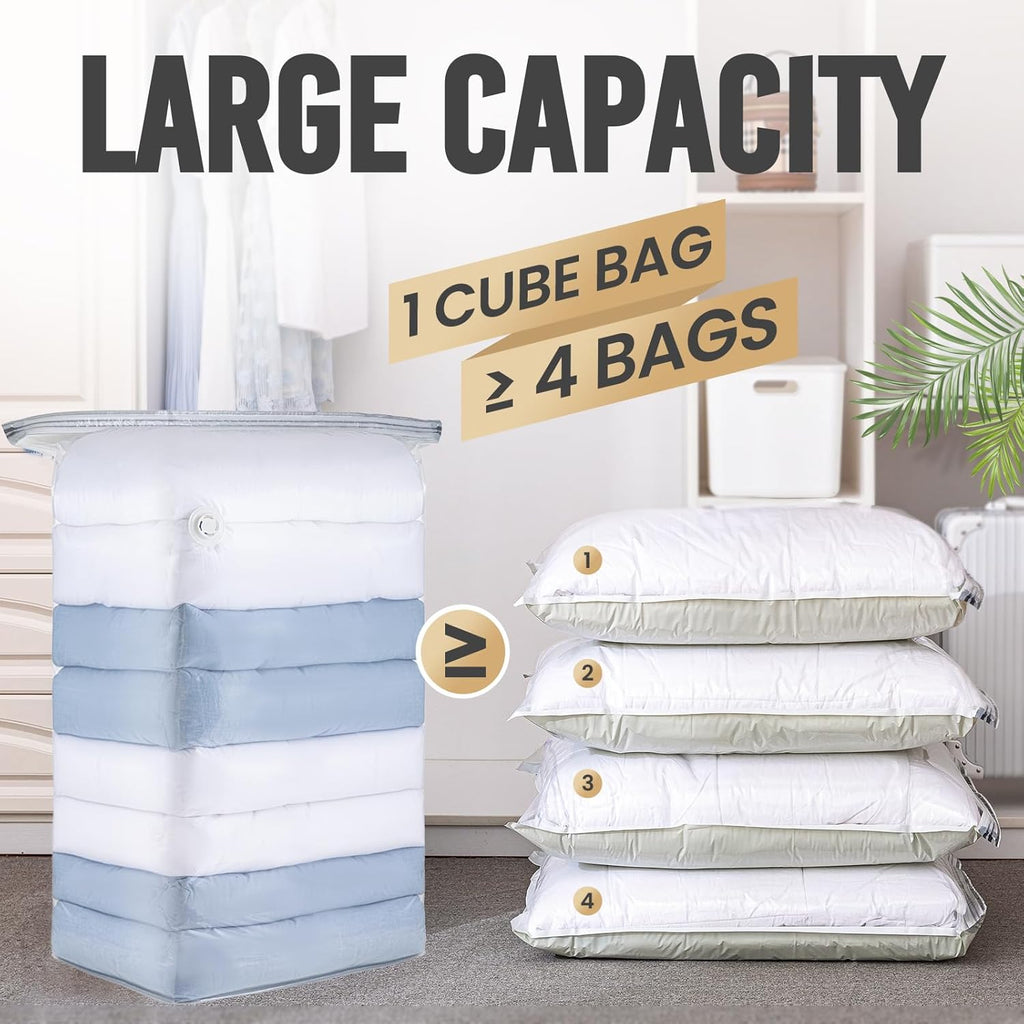 TAILI Lot de 12 grands sacs de rangement sous vide pour vêtements/couettes/couvertures - 79 x 102 x 38 cm