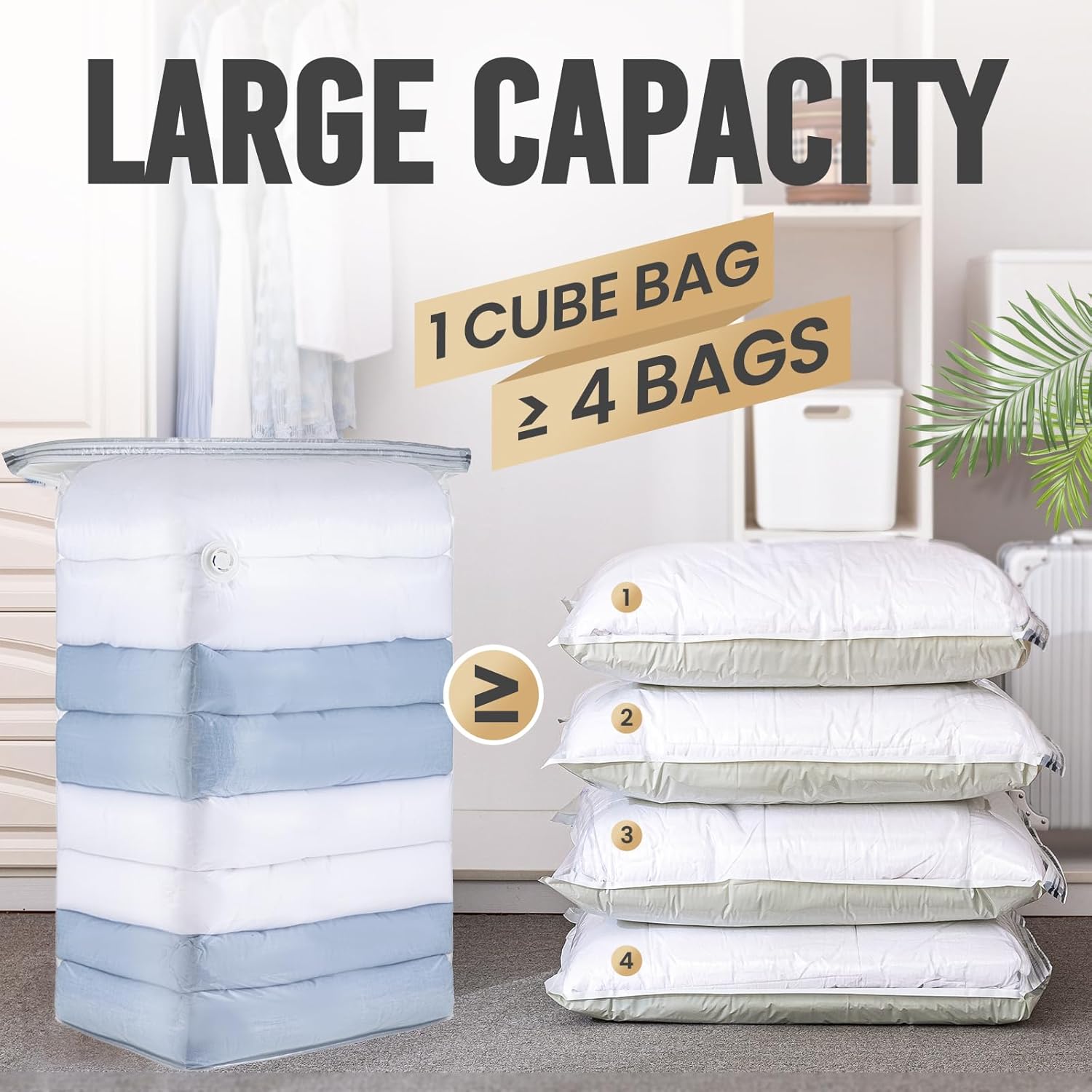 TAILI Lot de 12 grands sacs de rangement sous vide pour vêtements/couettes/couvertures - 79 x 102 x 38 cm