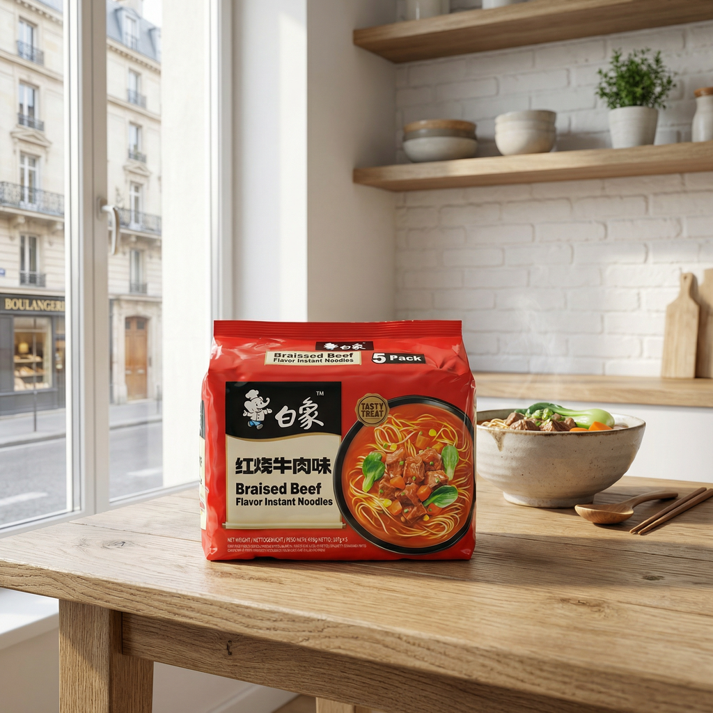 Bai Xiang Nouilles saveur bœuf braisé - 107 g x 5