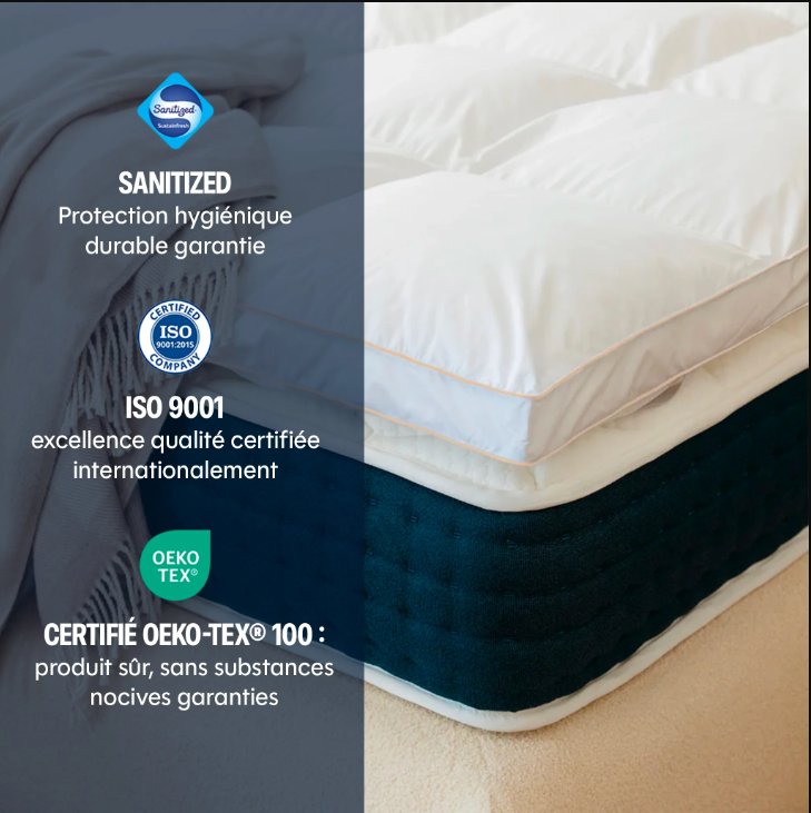 MORPHEA Surmatelas plume de canard 140x190cm Feuillet