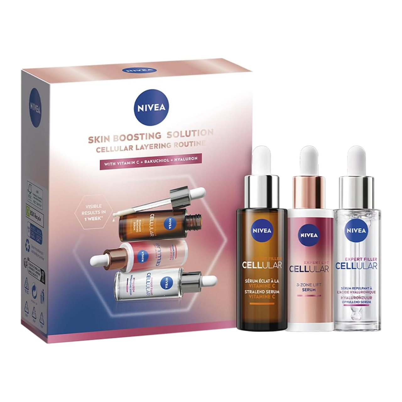 NIVEA Coffret Visage Cellular Expert Filler 3 Sérums Layering